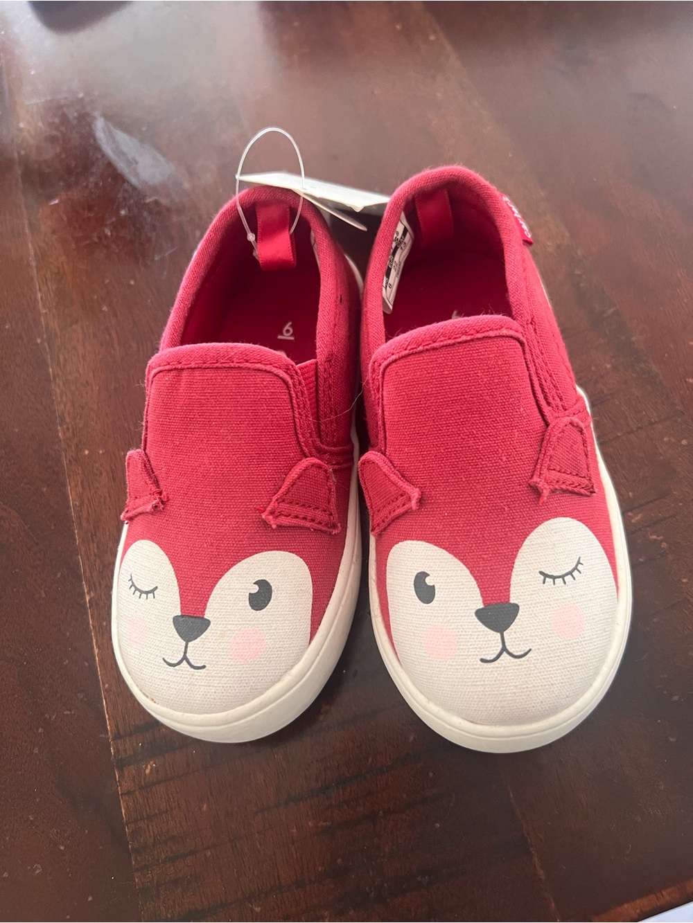 Carter's Red Slip-On Kids Sneakers with Fox Face